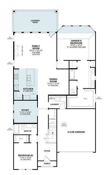 2D floor plan layout of this home in Lily Creek at Sutton Fields, Aubrey, TX (Image 4).