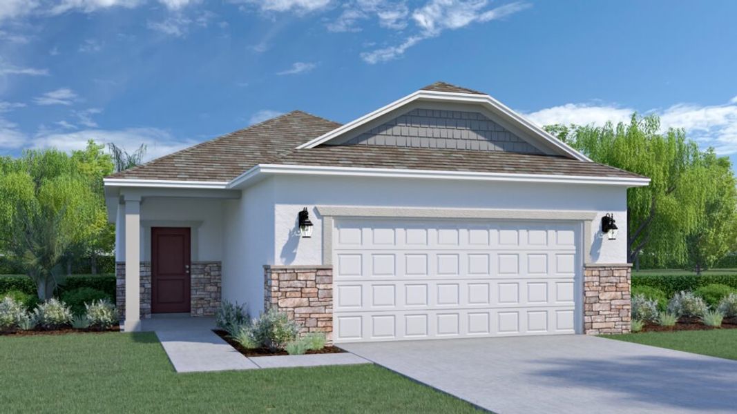 Representative exterior photo of a completed home built from the Paisley by Holiday Builders in Pineapple Grove, Port St. Lucie, FL (Image 6).