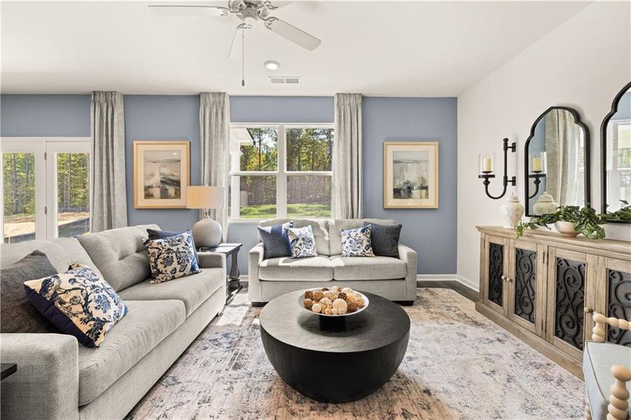 Furnished interior view inside a new home in Kingston Ranch at Lake Oconee, Buckhead (Image 9). Furnished interior view inside a new home in Kingston Ranch at Lake Oconee, Buckhead (Image 9).