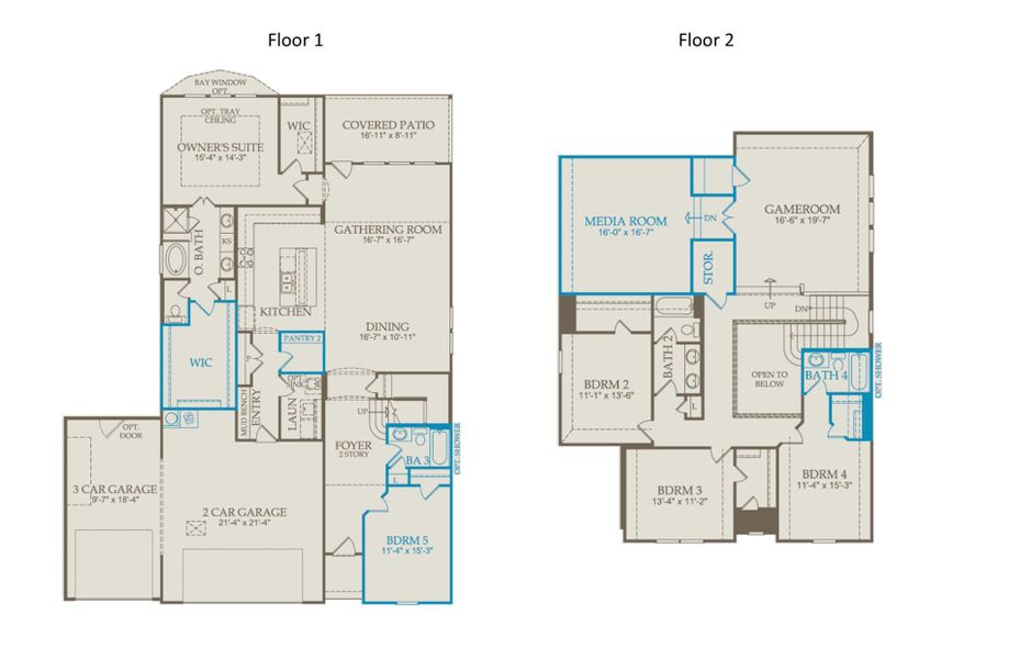 2D floor plan layout of this home in Westside Preserve, Midlothian, TX (Image 4).