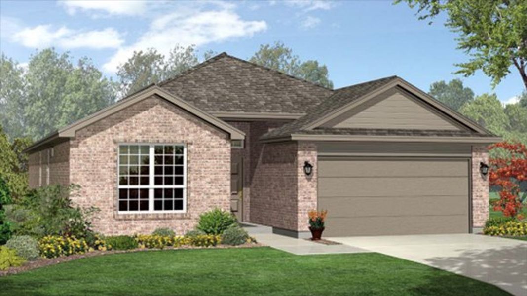 Front exterior of a new home in Overlook West, Wolfforth, TX, highlighting curb appeal (Image 14).