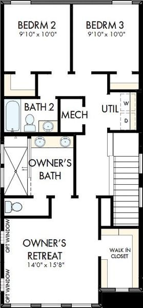 2D floor plan layout of this home in Revel Crossing at Wolf Ranch – The Ascent Collection, Colorado Springs, CO (Image 3). 2D floor plan layout of this home in Revel Crossing at Wolf Ranch – The Ascent Collection, Colorado Springs, CO (Image 3).