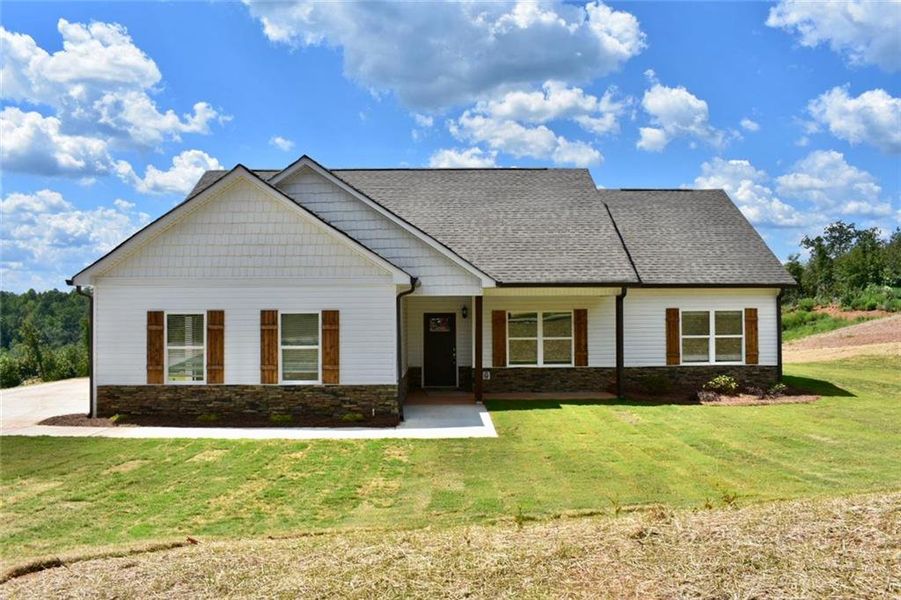 Front exterior of a new home in , Eastanollee, GA, highlighting curb appeal (Image 20). Front exterior of a new home in , Eastanollee, GA, highlighting curb appeal (Image 20).