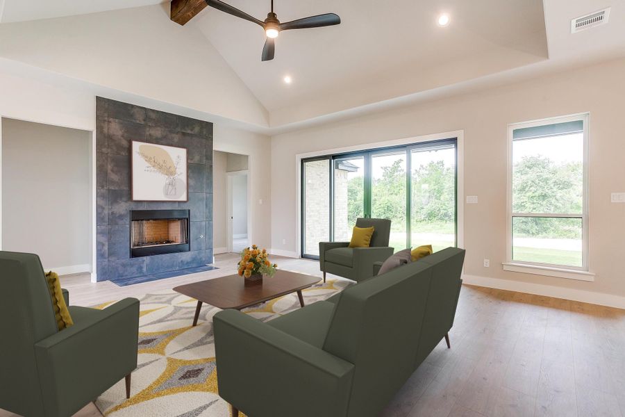 Representative furnished interior of a home built from the The Mesquite by Kenmark Homes in Escondido Ranches, Weatherford (Image 6). Representative furnished interior of a home built from the The Mesquite by Kenmark Homes in Escondido Ranches, Weatherford (Image 6).
