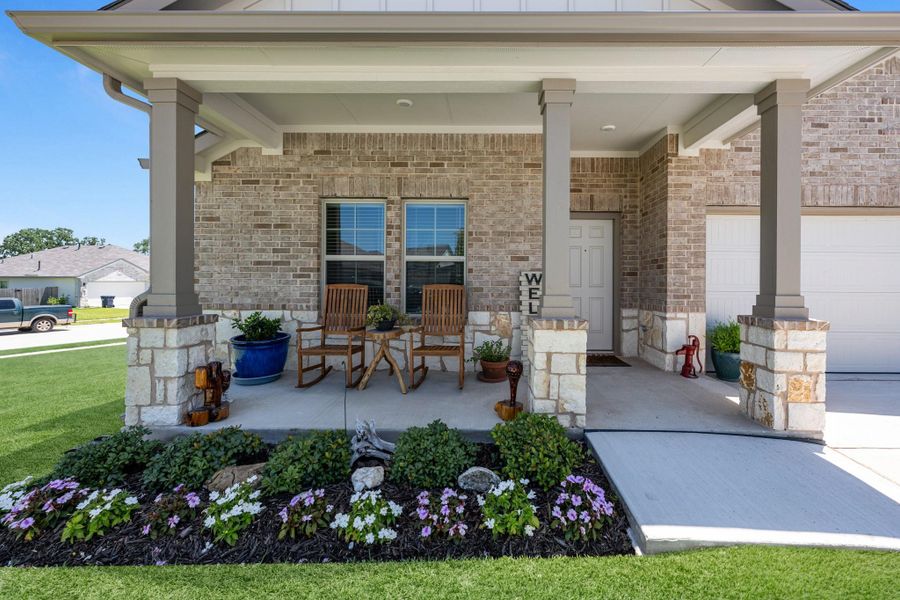 Exterior details and patio area of a home in Liberty Village, Brenham (Image 21).