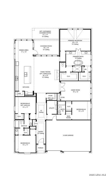 2D floor plan layout of this home in Veramendi, New Braunfels, TX (Image 3).