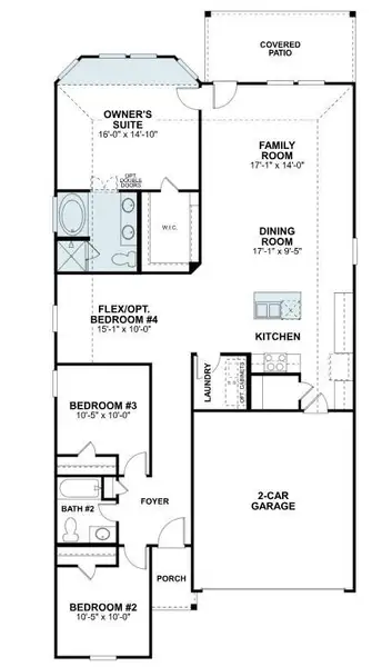 2D floor plan layout of this home in Miller's Pond, Rosenberg, TX (Image 4).