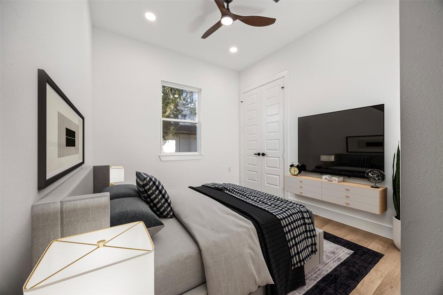 Second bedroom, virtually staged Second bedroom, virtually staged