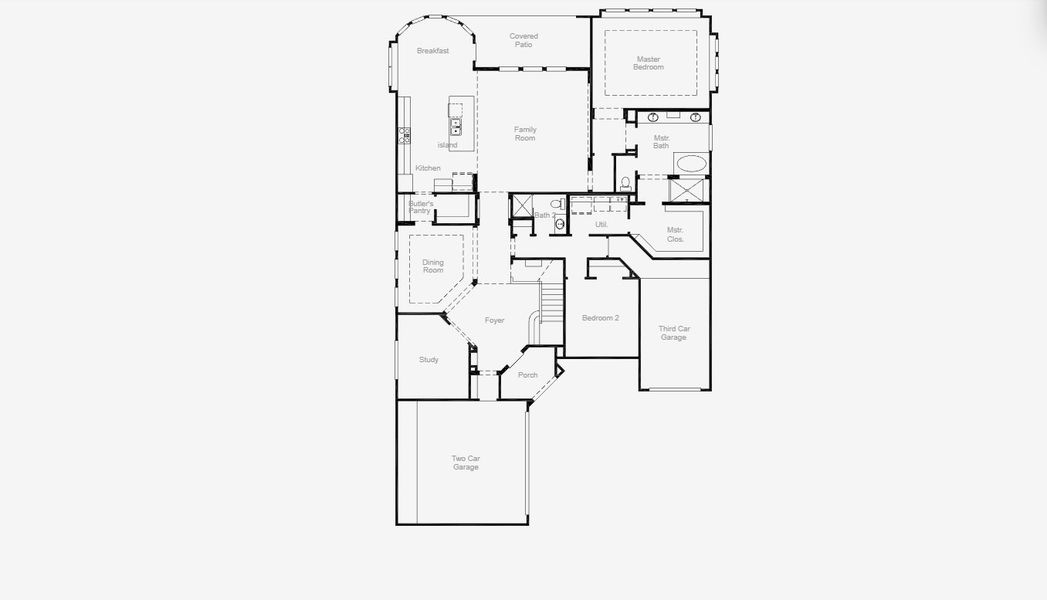 2D floor plan layout for the Lockhart by Coventry Homes in Pecan Square 60', Northlake, TX (Image 3).