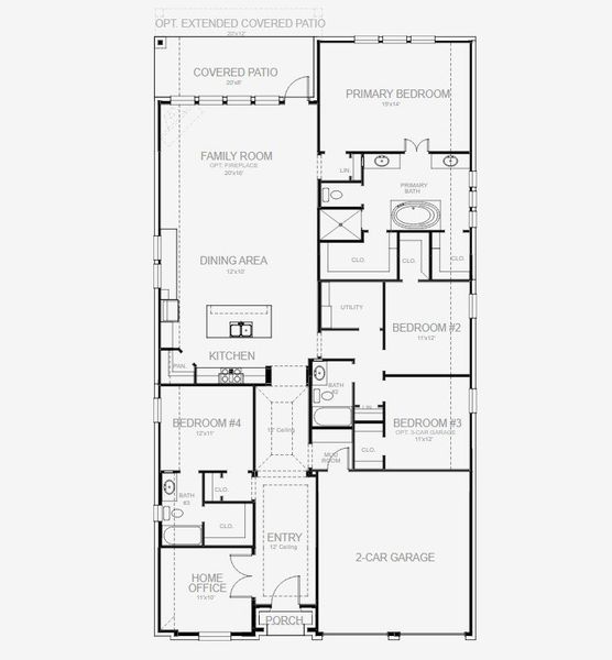 2D floor plan layout for the 2357W by Perry Homes in Bridgeland Central 50', Cypress, TX (Image 4). 2D floor plan layout for the 2357W by Perry Homes in Bridgeland Central 50', Cypress, TX (Image 4).