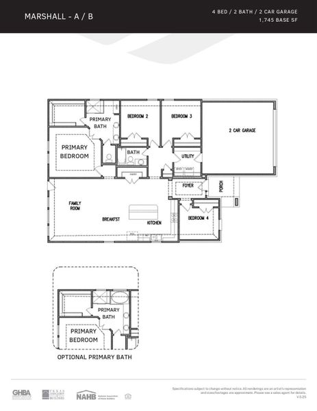 2D floor plan layout of this home in King Oaks Village, Baytown, TX (Image 5).