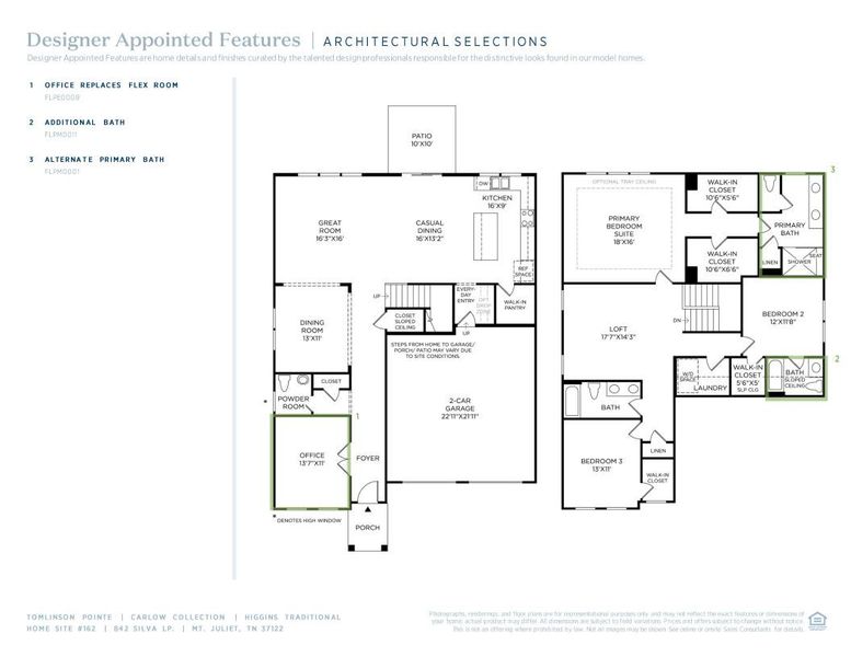 2D floor plan layout of this home in Tomlinson Pointe - Carlow Collection, Mount Juliet, TN (Image 4).