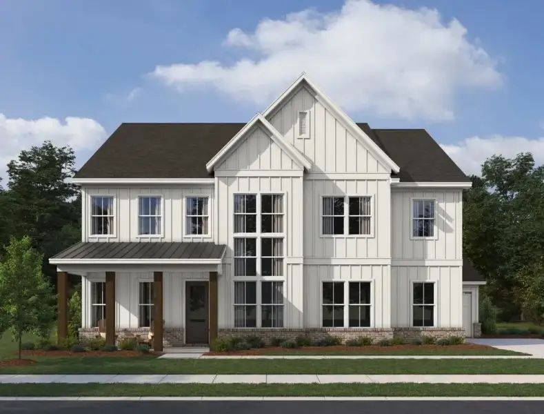 Representative exterior photo of a completed home built from the Harlowe by Ashton Woods in Sterling Crest, Cumming, GA (Image 3). Representative exterior photo of a completed home built from the Harlowe by Ashton Woods in Sterling Crest, Cumming, GA (Image 3).