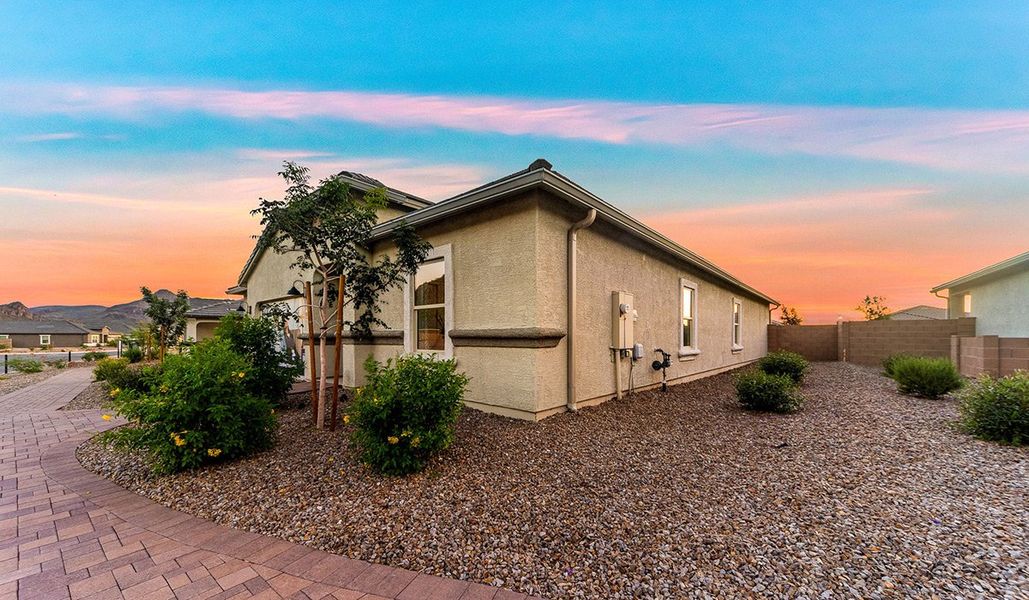 Exterior details and patio area of a home in Saguaro Bloom, Marana (Image 2). Exterior details and patio area of a home in Saguaro Bloom, Marana (Image 2).