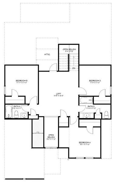 2D floor plan layout for the Sabana by Flintrock Builder in Rancho San Gabriel, Georgetown, TX (Image 4).