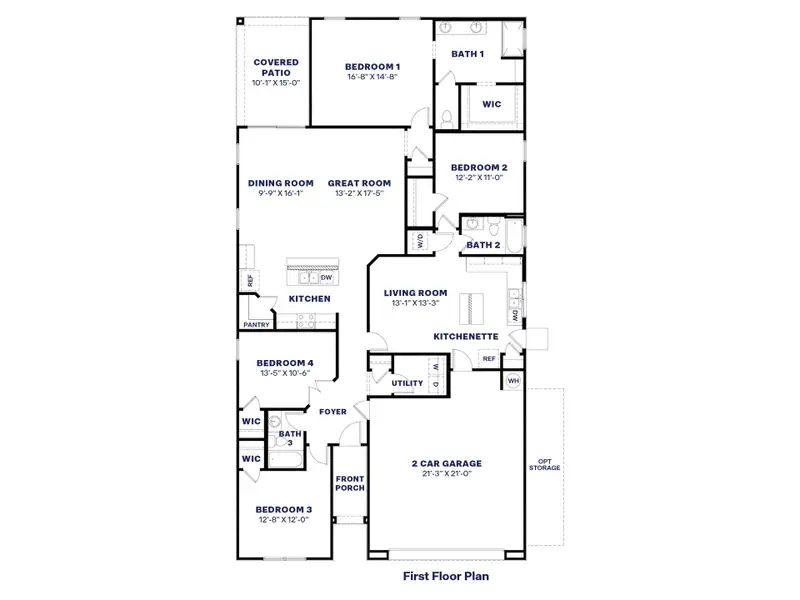 2D floor plan layout of this home in Desert Moon Estates, Buckeye, AZ (Image 4).