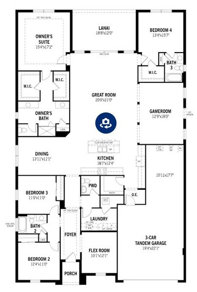 2D floor plan layout for the Red Rock by Mattamy Homes in Crosswind Ranch, Parrish, FL (Image 4).