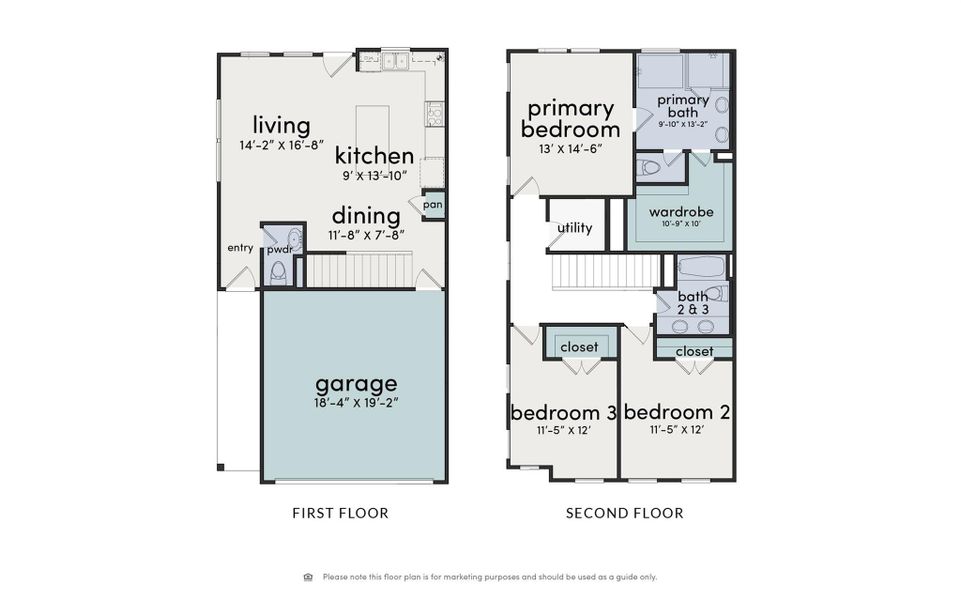 2-story home with the living/dining/kitchen area on the first floor - 3 bedrooms on the second floor!