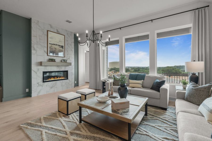 Representative furnished interior of a home built from the Delos by Chesmar Homes in Prominence Urban, San Antonio (Image 8).