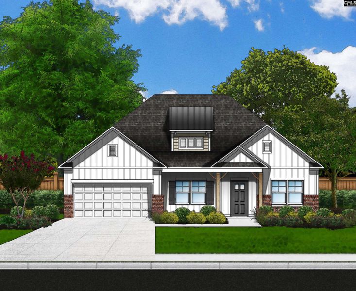 Exterior rendering of this home design in Blythewood Farms, Blythewood, SC (Image 1).