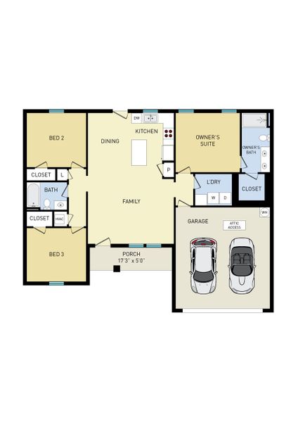 2D floor plan layout of this home in Southern Charm, Crestview, FL (Image 3). 2D floor plan layout of this home in Southern Charm, Crestview, FL (Image 3).