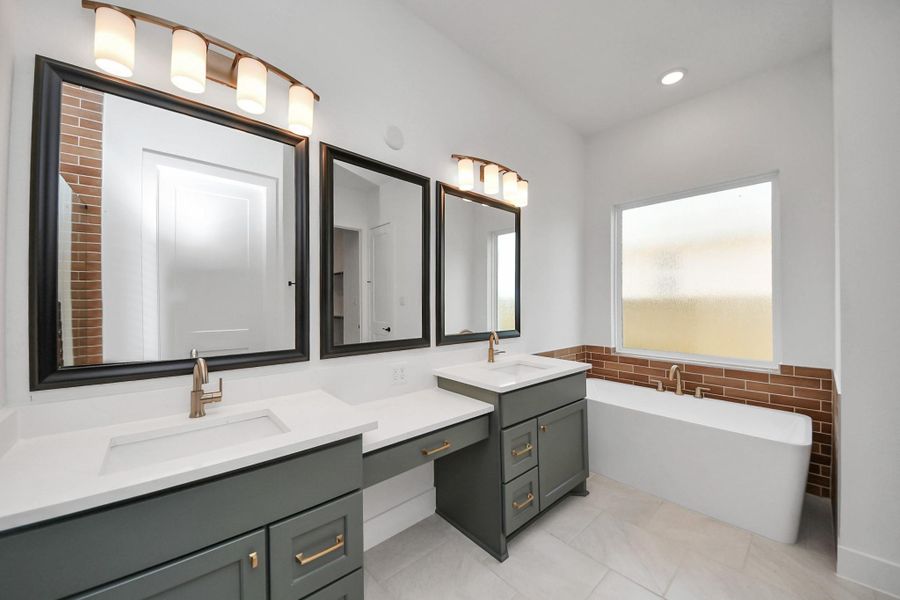 Furnished interior view inside a new home in Meridiana Courtyard Collection, Manvel (Image 16).