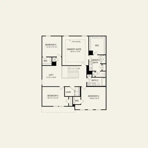 2D floor plan layout for the Marshall by Pulte Homes in The Retreat at Carolina Ridge, Harrisburg, NC (Image 4).