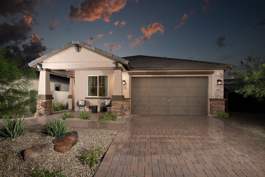 Representative exterior photo of a completed home built from the Pinehurst by Beazer Homes in Highpointe at Northpointe, Peoria, AZ (Image 32).