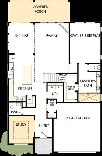 2D floor plan layout of this home in Two Step Farm 50', Montgomery, TX (Image 2).
