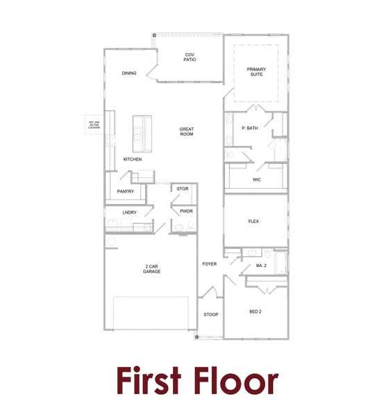2D floor plan layout for the Bluff                                                                Primary Suite on Main by Chafin Communities in Pinecrest Ridge, Dacula, GA (Image 4).
