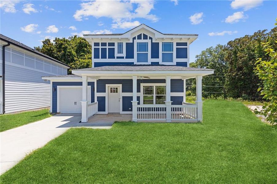 Front exterior of a new home in , Atlanta, GA, highlighting curb appeal (Image 19).