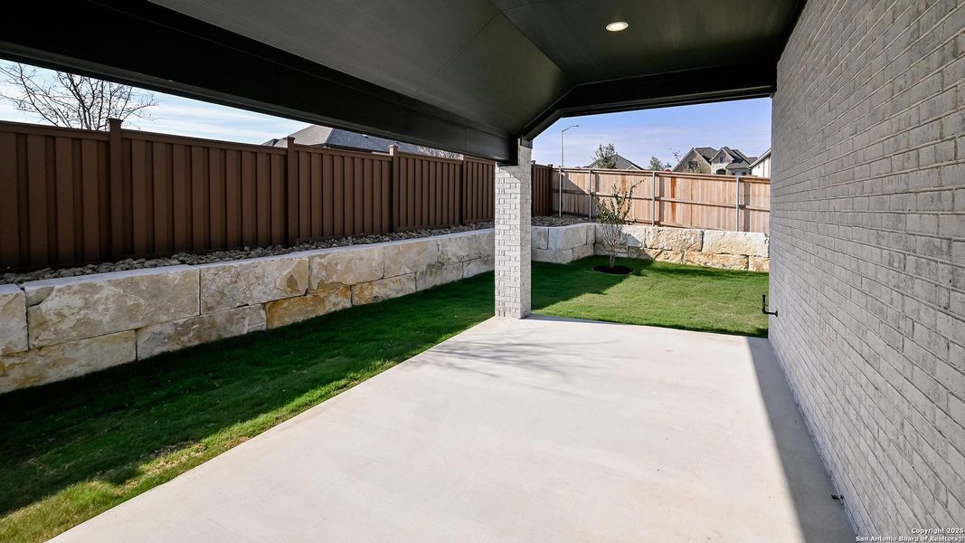 Exterior details and patio area of a home in Mayfair 50', New Braunfels (Image 4). Exterior details and patio area of a home in Mayfair 50', New Braunfels (Image 4).