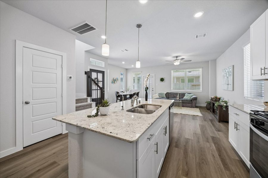 Furnished interior view inside a new home in Dunvale Village - Townhome Collection, Houston (Image 6).