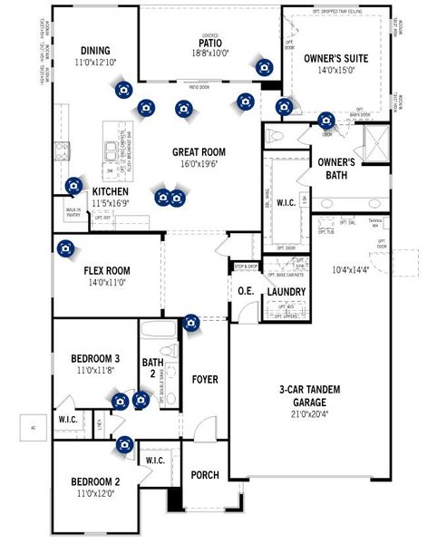 2D floor plan layout of this home in Bella Vista Farms, San Tan Valley, AZ (Image 5).