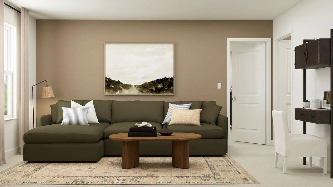 Furnished interior view inside a new home in Lindera Preserve at Cane Bay Plantation: Sabal Collection, Summerville (Image 10). Furnished interior view inside a new home in Lindera Preserve at Cane Bay Plantation: Sabal Collection, Summerville (Image 10).