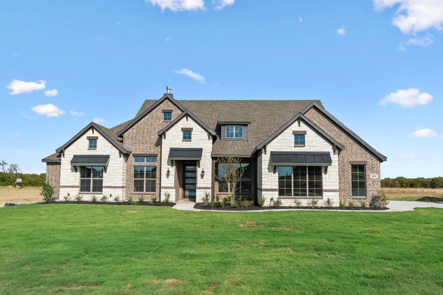 Elevation C with Stone | Concept 3441 at Hidden Creek Estates in Van Alstyne, TX by Landsea Homes