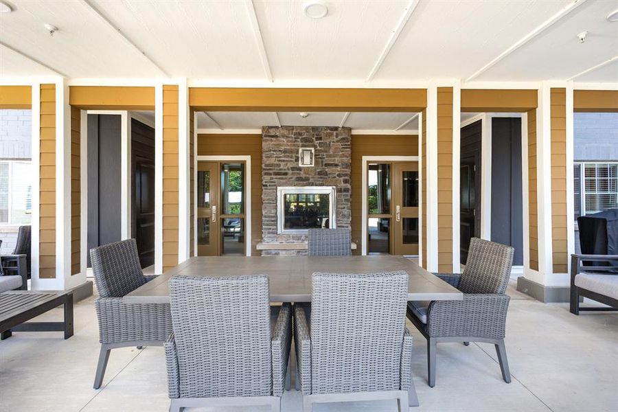 Step outside to more gathering spaces to play games and chat next to the fireplace Step outside to more gathering spaces to play games and chat next to the fireplace