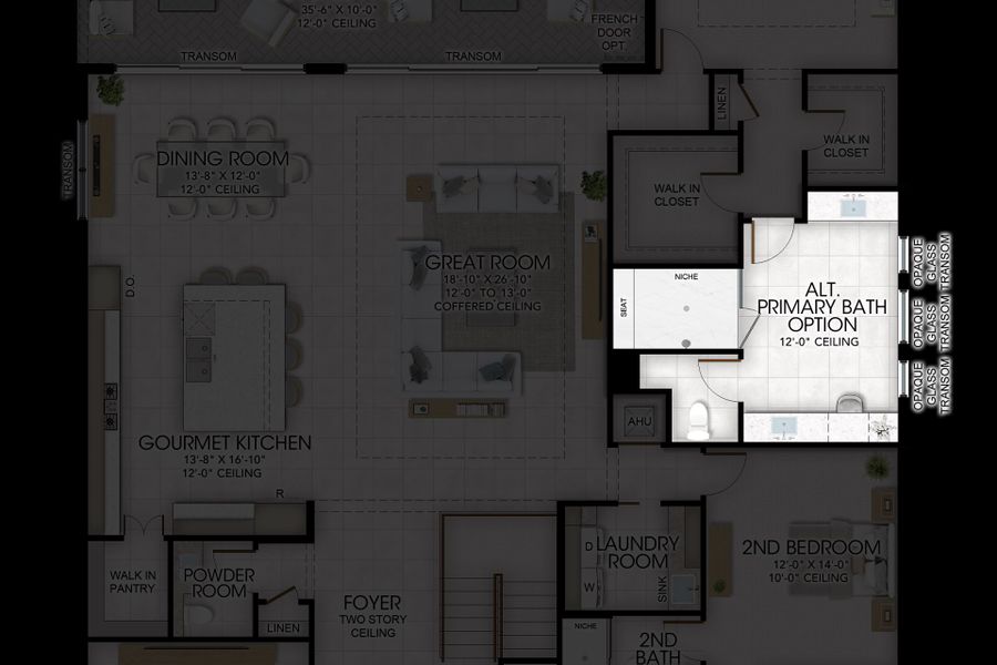 2D floor plan layout for the Harper by GL Homes in Valencia Del Mar, Boynton Beach, FL (Image 6).