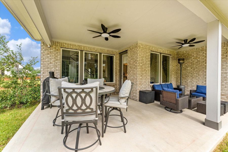 Upgraded double covered patio with gas stub out for future outdoor kitchen