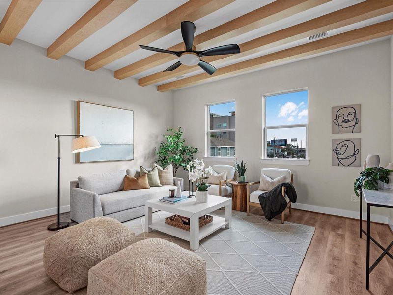 Step into the inviting living area, the perfect spot to snuggle up for a cozy evening orkeep the festivities going. Its seamless connection to all the surrounding spaces makes it ideal forentertaining, ensuring everyone stays connected and comfortable. Step into the inviting living area, the perfect spot to snuggle up for a cozy evening orkeep the festivities going. Its seamless connection to all the surrounding spaces makes it ideal forentertaining, ensuring everyone stays connected and comfortable.