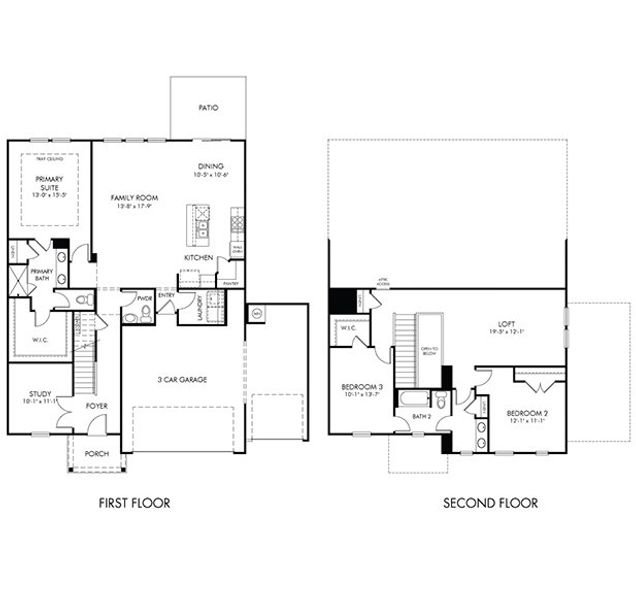 2D floor plan layout for the Cottonwood by Meritage Homes in Briarcreek - Bronze Series, Cane Ridge, TN (Image 3).