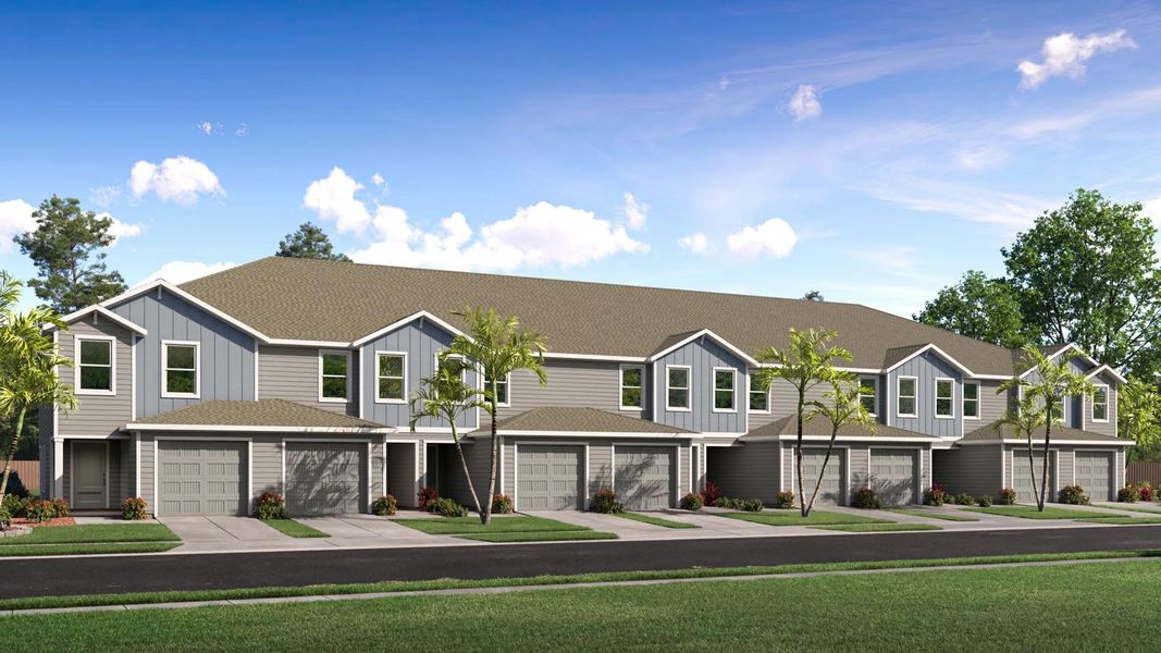 Front exterior of a new home in Claire Bay, Tampa, FL, highlighting curb appeal (Image 1). Front exterior of a new home in Claire Bay, Tampa, FL, highlighting curb appeal (Image 1).