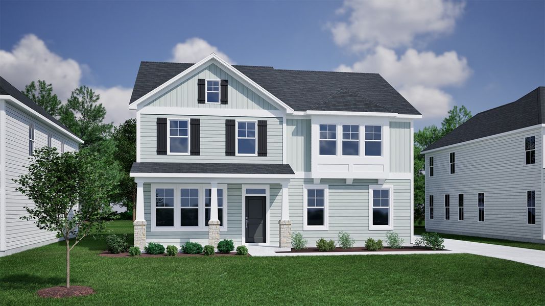 Representative exterior photo of a completed home built from the Edisto - Vanguard Collection by Mungo Homes in Lilah Grove, Summerfield, NC (Image 4).