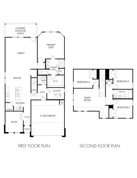 2D floor plan layout of this home in Butler Farms - Reserve Collection, Liberty Hill, TX (Image 2). 2D floor plan layout of this home in Butler Farms - Reserve Collection, Liberty Hill, TX (Image 2).