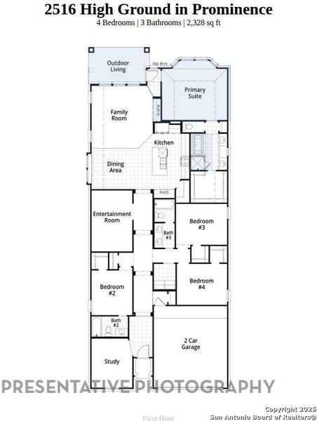 2D floor plan layout of this home in Prominence, San Antonio, TX (Image 4).