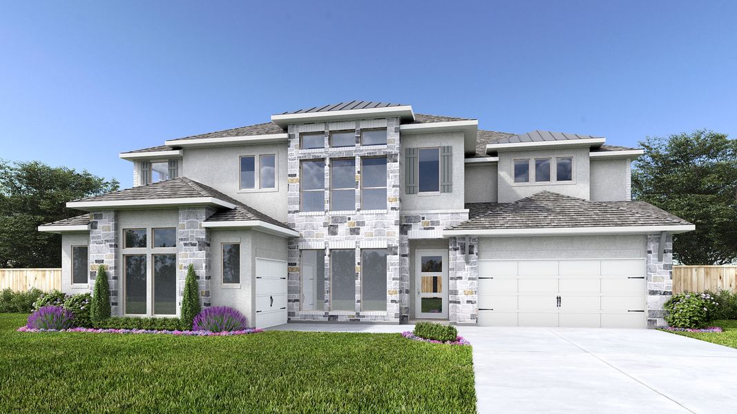 Representative exterior photo of a completed home built from the 655A by Britton Homes in Star Trail, Prosper, TX (Image 2). Representative exterior photo of a completed home built from the 655A by Britton Homes in Star Trail, Prosper, TX (Image 2).