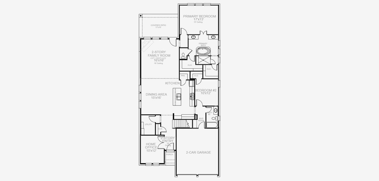 2D floor plan layout for the 2594W by Perry Homes in Walsh Ranch 50', Aledo, TX (Image 4).
