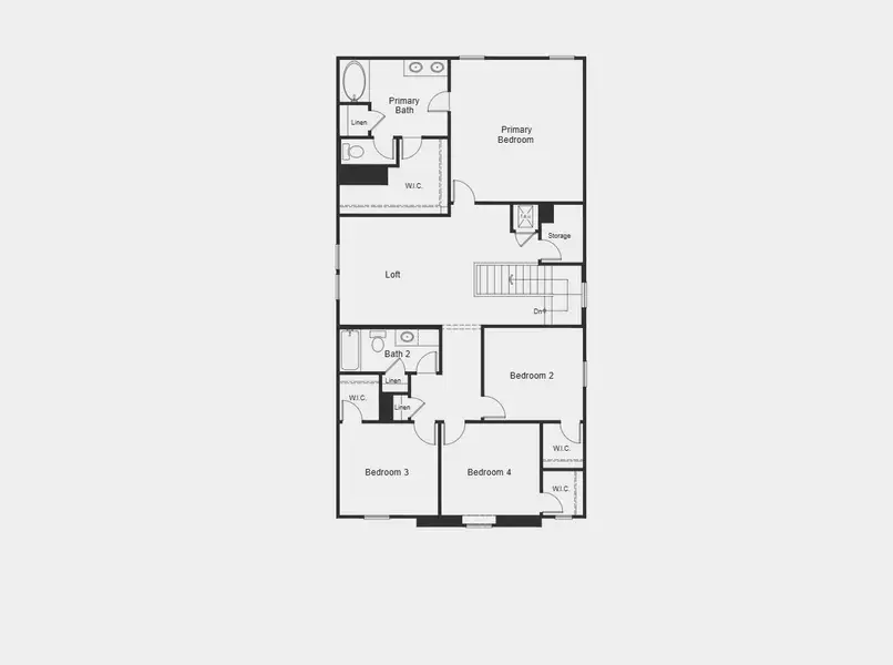 2D floor plan layout for the 2856 by KB Home in Sunset Oaks, Maxwell, TX (Image 3).