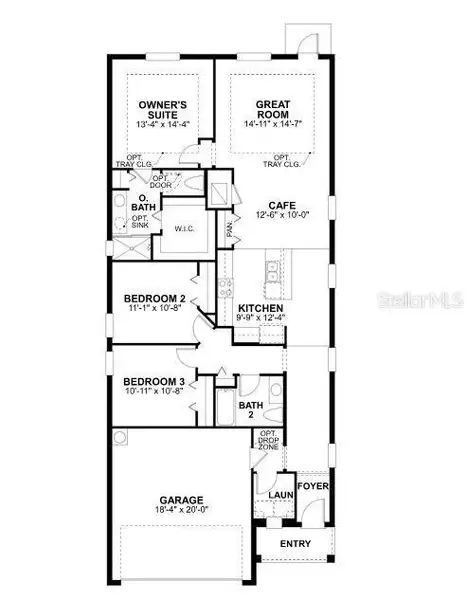 2D floor plan layout of this home in The Hammocks at West Port, Port Charlotte, FL (Image 2).