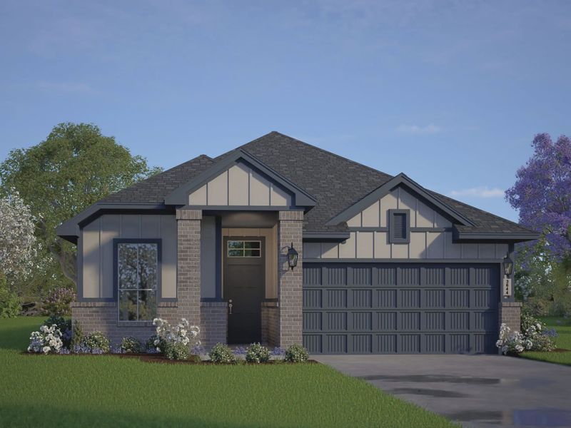 Representative exterior photo of a completed home built from the Aubrey by Chesmar Homes in Beacon Point 45', Texas City, TX (Image 29).